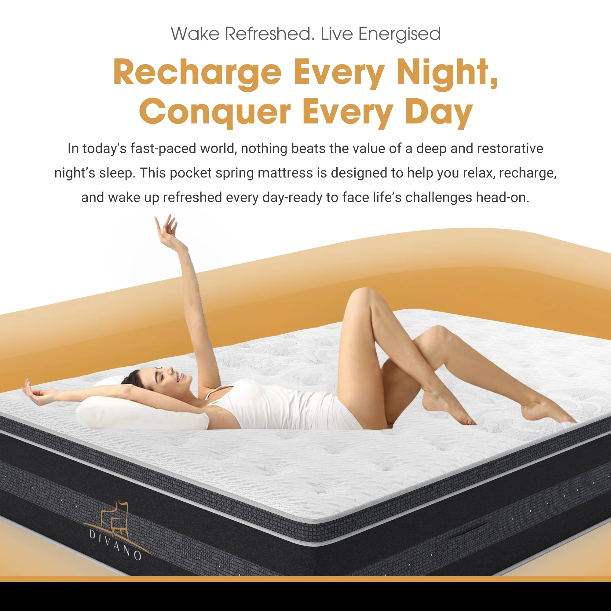 Divano Bedding 34cm Mattress Euro Top Pocket Spring - Image 11