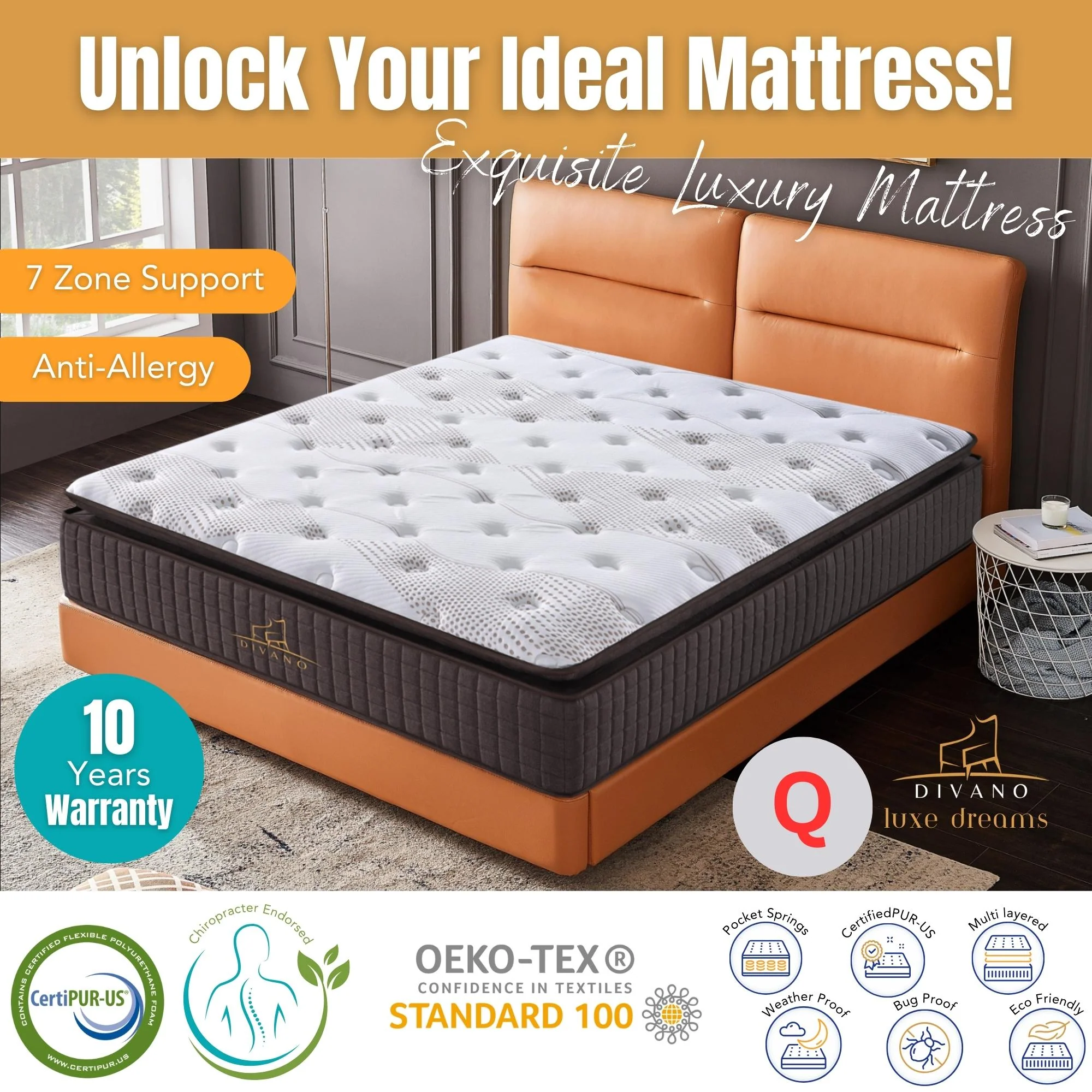 Luxe Dreams 7 Zones Pocket Spring Premium Mattress - Image 25