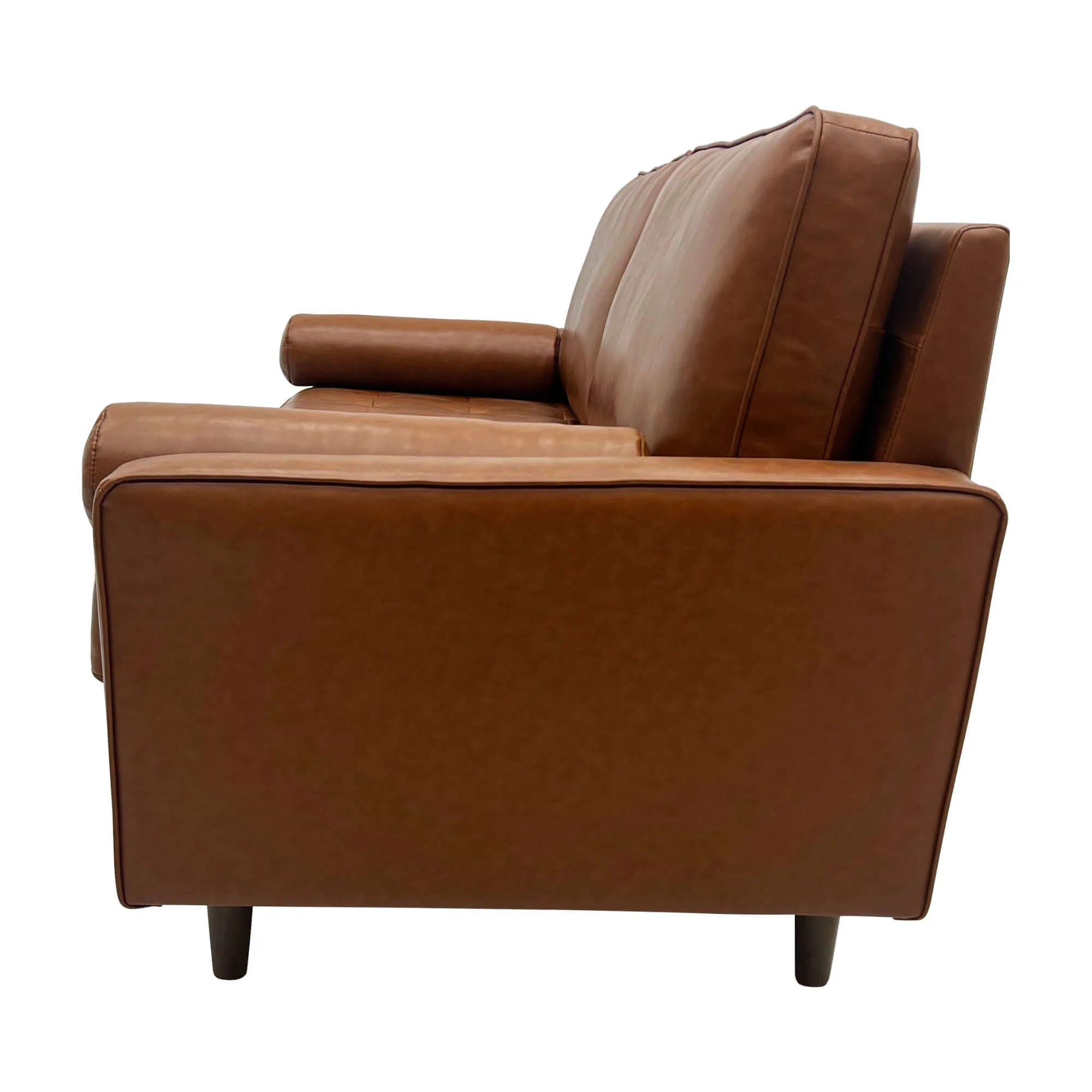 Stockholm 3 Seater Sofa Premium Faux Leather Tan - Image 4