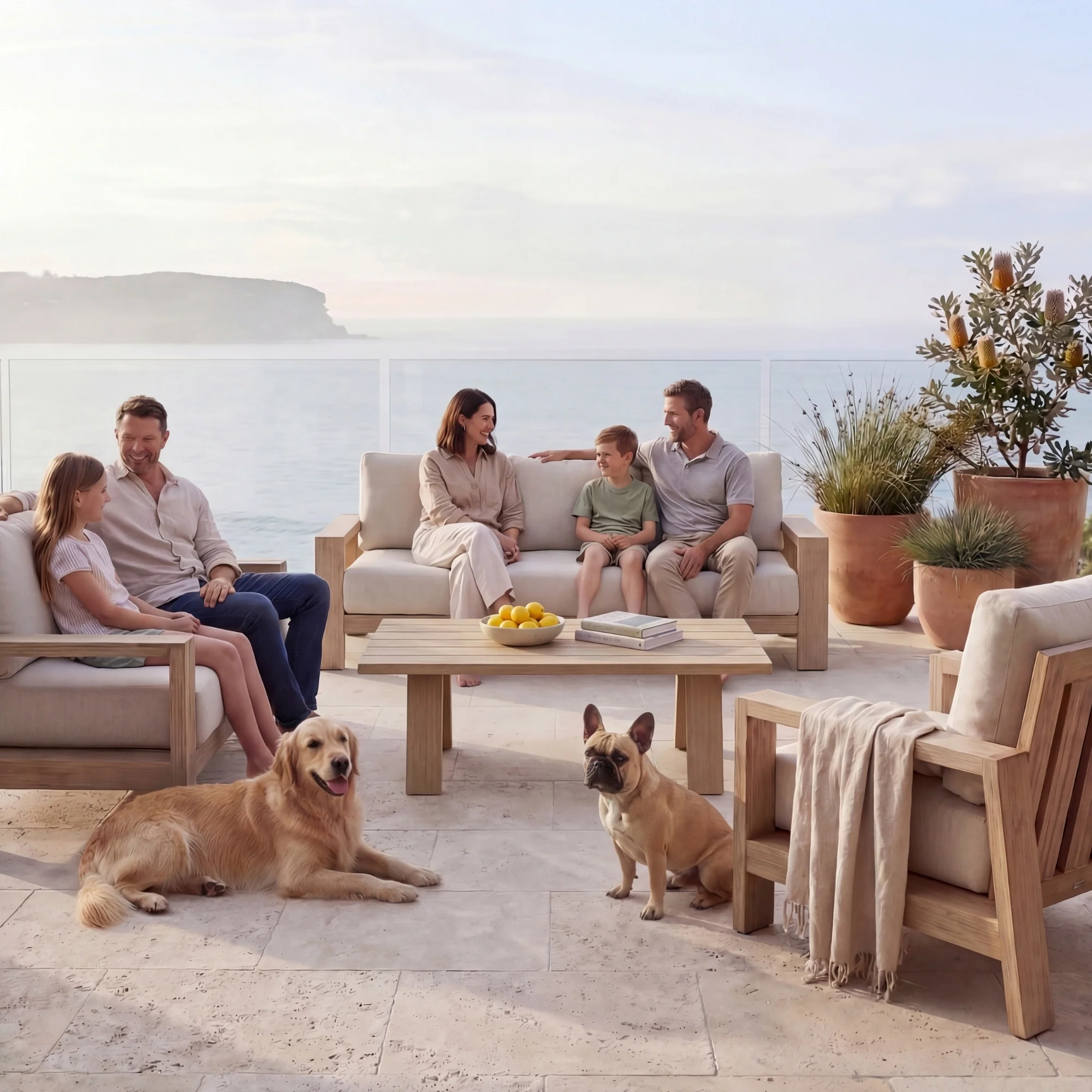 Stud Outdoor Coffee Table White Wash - Image 5