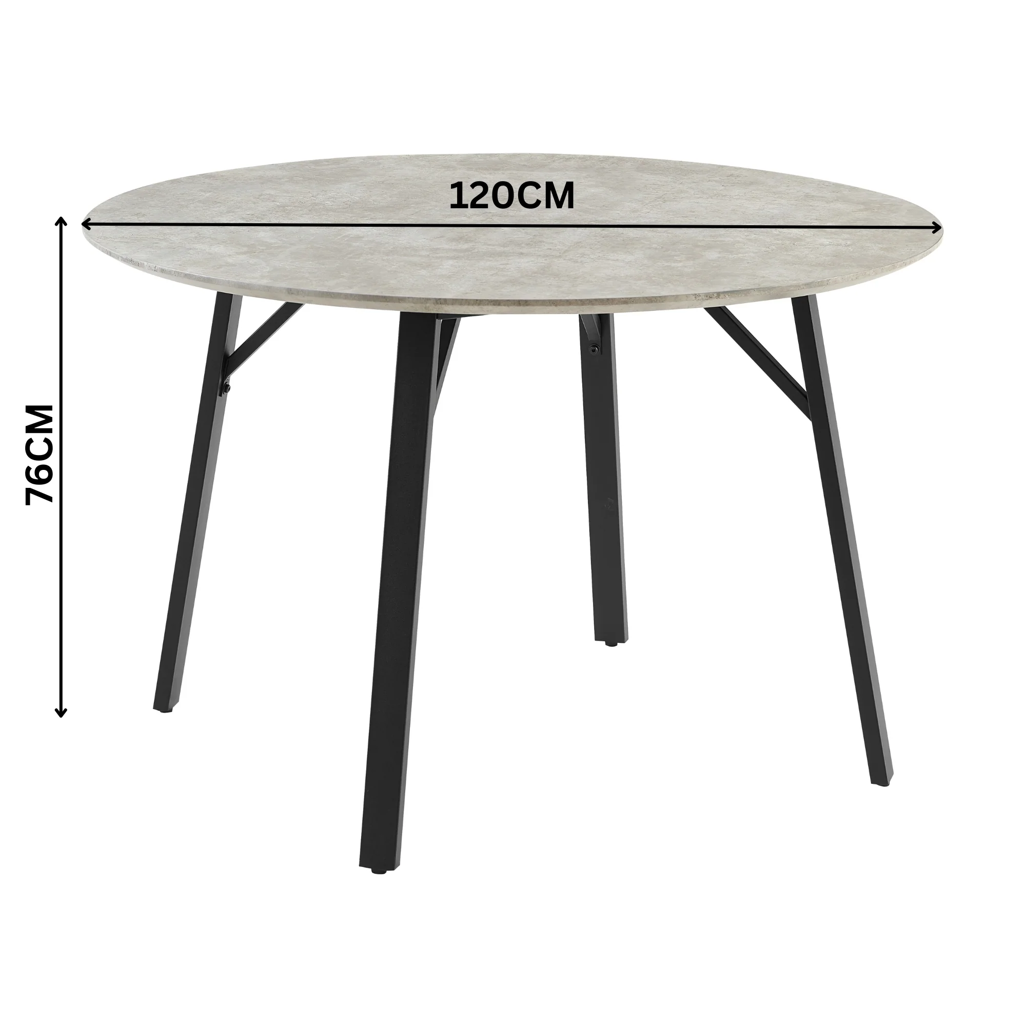 Supreme 120cm Round Dining Table Faux Marble Melamine Top Stone Grey - Image 3