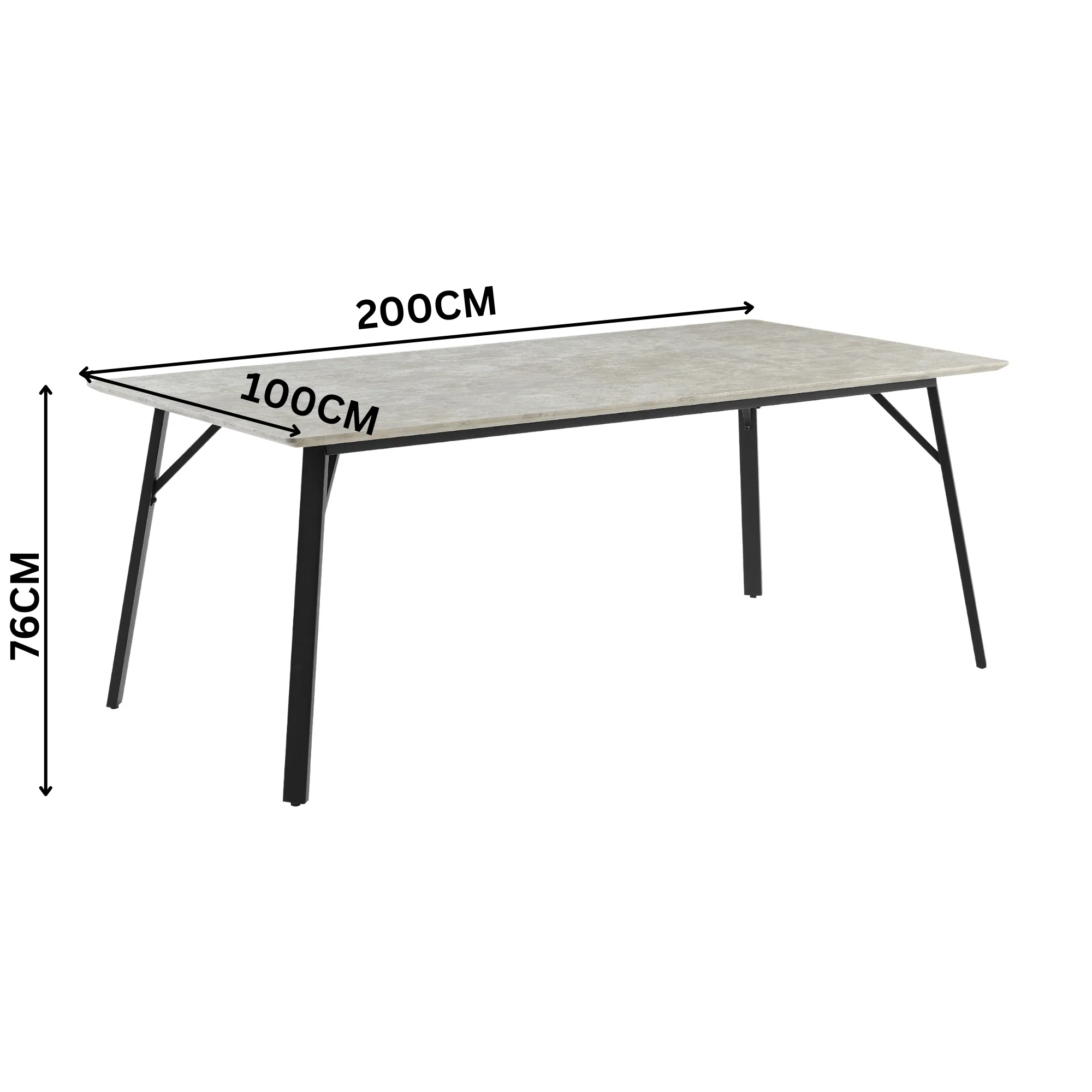 Supreme 200cm Dining Table Faux Marble Melamine Top Stone Grey - Image 3